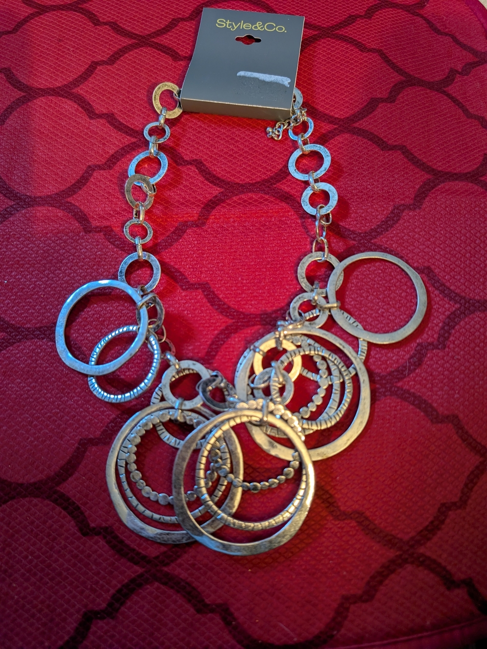 Style & Co. Silver Multi-Ring Layered Bib Necklace